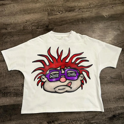 Chic American Anime Cartoon Street Hip-hop Cotton Men's Fashion Loose T-shirt Graphic T Shirts Streetwear Harajuku Unisex NovaCart