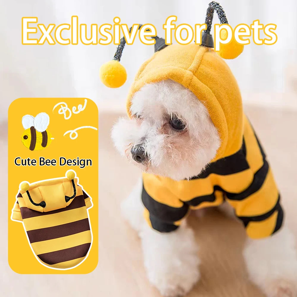 Cute Bee Costume Dog Cat Hoodie - thickened Pet Sweater Warm Outfit for Halloween Cosplay & Daily Wear pet clothes dogs clothes NovaCart