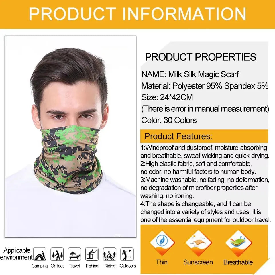 LOOGDEEL Sun Protection Bib Spring and Summer Motorcycle Neck Cover Sports Magic Bandana Riding Mask Full Face Outdoor Ice Silk Pi-Mart