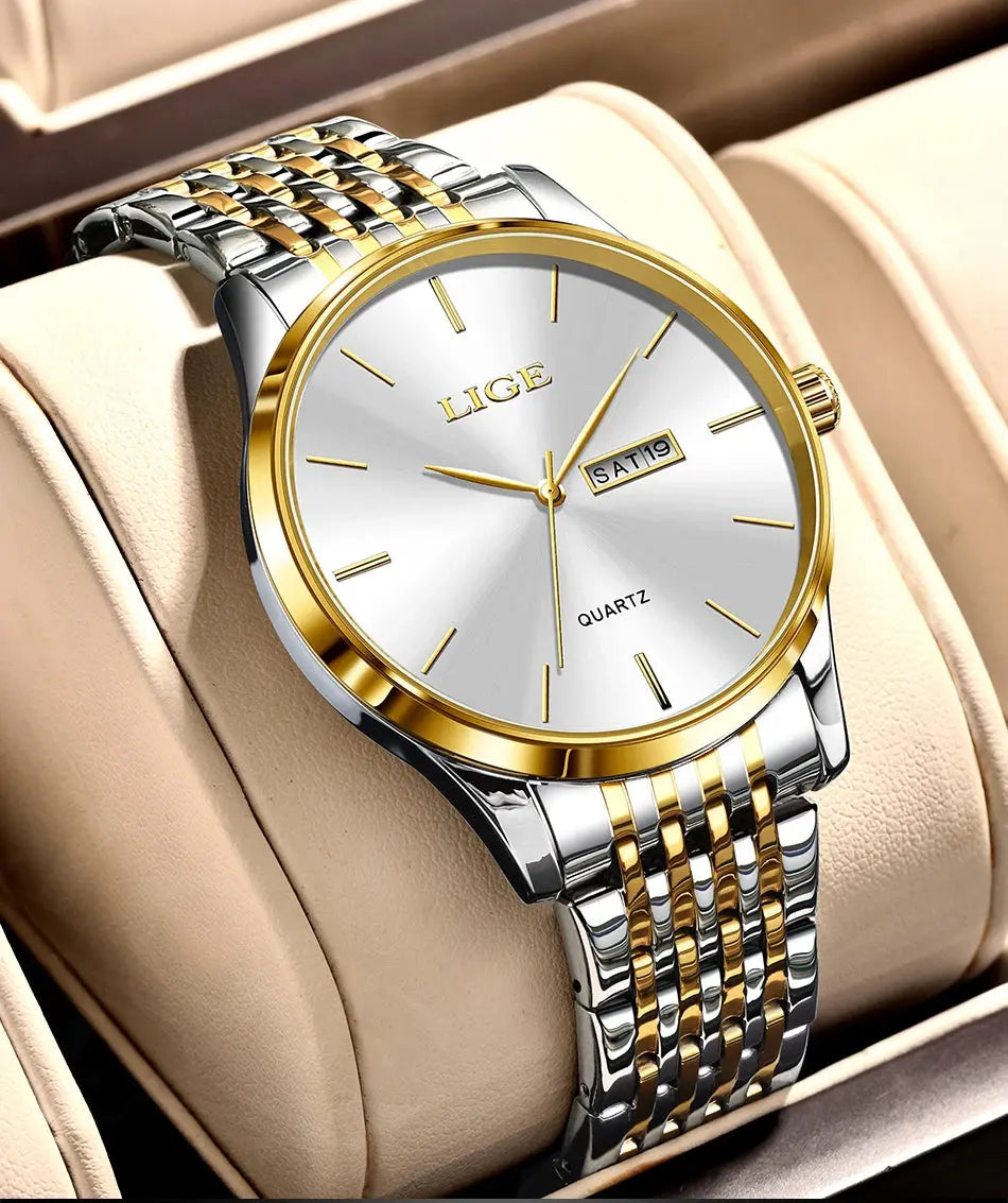 2025 LIGE Men Business Watches Top Brand Luxury Man Wristwatch Waterproof Luminous Date Week Quartz Men's Watch High Quality+Box NovaCart