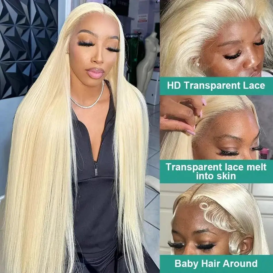 13x4 13x6 HD Transparent Full Frontal Lace 613 Blonde Colored Straight Human Hair Wigs Lace Front Wigs For Women 34 Inches NovaCart