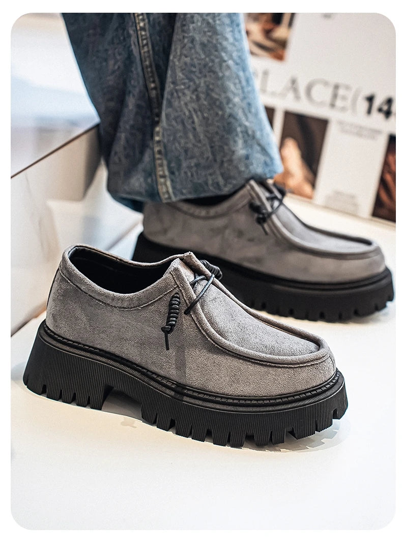 Men's Shoes 2025 Autumn New Style High-heel Thick-soled Loafers, Durable and Retro Casual Shoes, Everyday Street Trend Sneakers NovaCart
