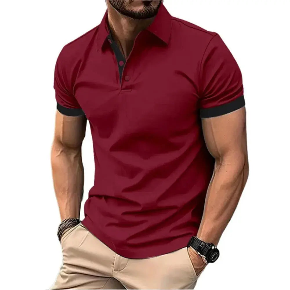 Men's Polo Shirt Short Sleeve Casual Slim Fit Color Blocking T-shirts England Style Streetwear Polos for Men's Fashion NovaCart