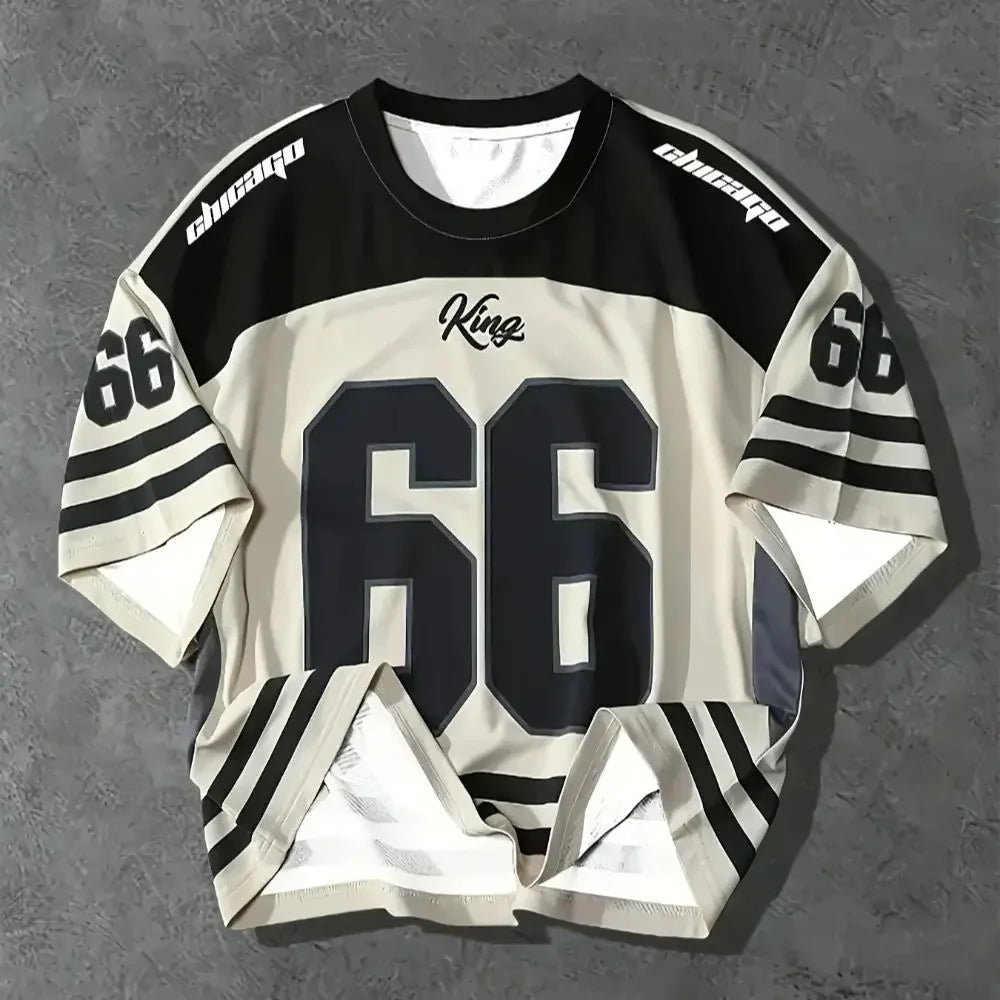 Men's 3D Chicago No. 66 printed T-shirt Crew Neck  Casual Sports Style Regular Version Men's Autumn Clothes Training Clothes NovaCart