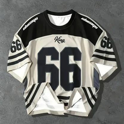 Men's 3D Chicago No. 66 printed T-shirt Crew Neck  Casual Sports Style Regular Version Men's Autumn Clothes Training Clothes NovaCart