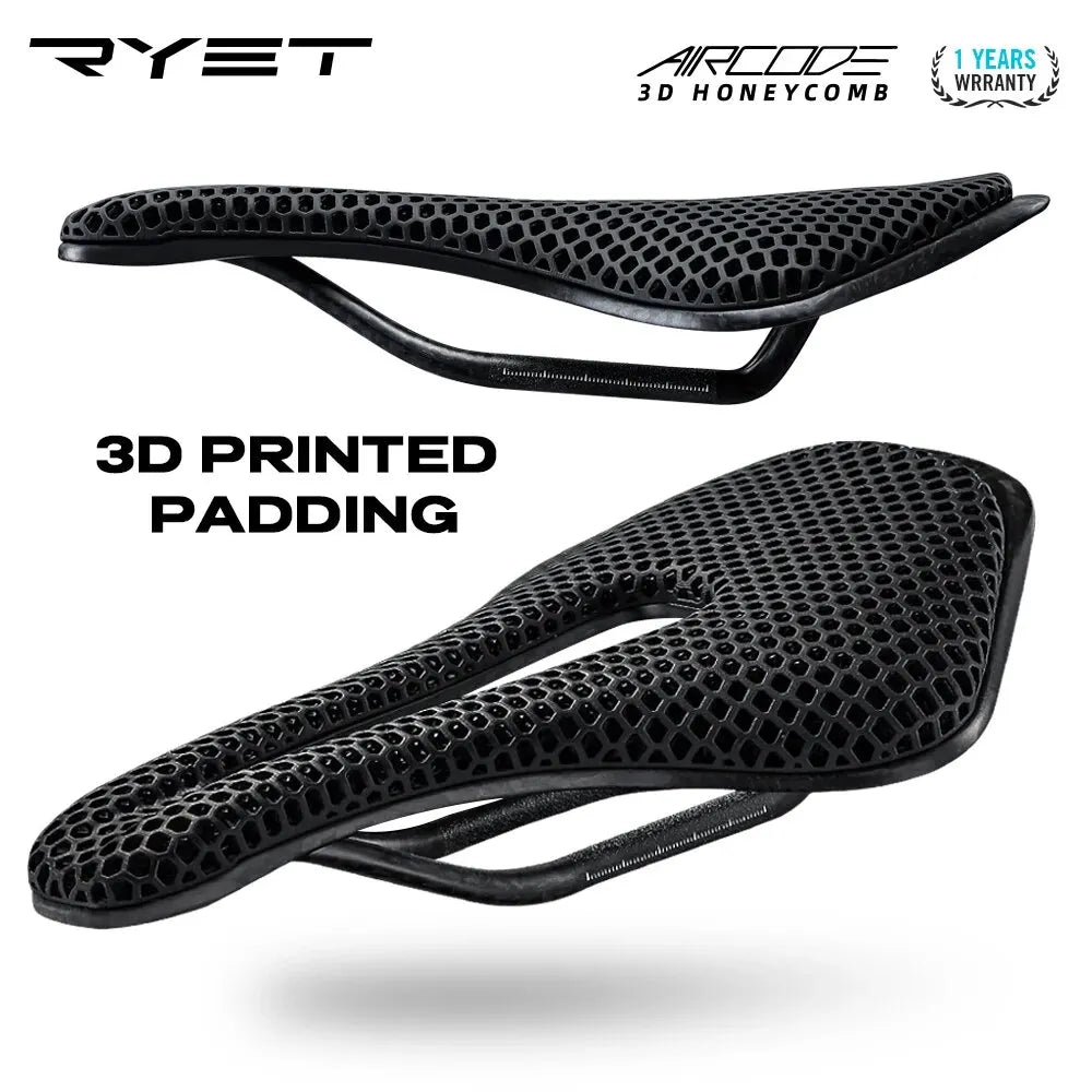 RYET 3D Printed Bike Saddle Ultralight Carbon Fiber Hollow Comfortable Breathable MTB Gravel Road Bicycle Cycling Seating Parts Pi-Mart