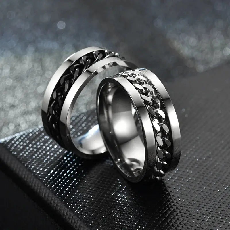 Spinning Anxiety Rings Free Shipping Items For Men Titanium Steel Rotatable Chain Fidget Joint Ring Jewelry Anillos De Hombres NovaCart