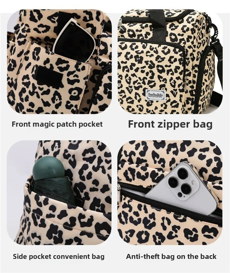 Classic Leopard Print Large Capacity Leisure Luggage Bag with Multiple Pockets and Shoe Compartment Sports Fitness Travel Bag NovaCart