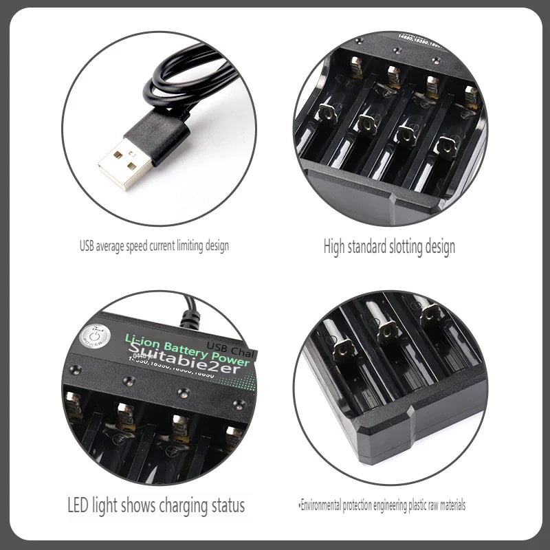 18650 Li-ion Battery Charger 4 Slots AC 110V 220V EU/US Dual For 18650 Charging 3.7V 4.2V Rechargeable Charge for 18500 Pi-Mart
