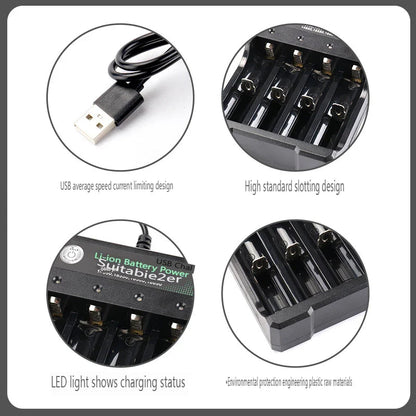 18650 Li-ion Battery Charger 4 Slots AC 110V 220V EU/US Dual For 18650 Charging 3.7V 4.2V Rechargeable Charge for 18500 Pi-Mart
