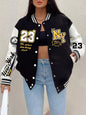 New York “23” Letter Printed Baseball Jacket Women FitiqueFit