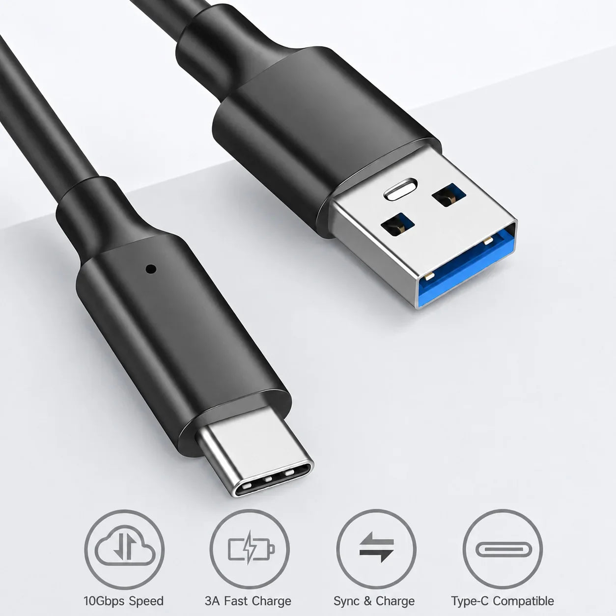 USB 3.2 Type C to A Cable 10Gbps 60W PD Fast Charging Data Transfer for Galaxy S23 S22 Note 20 Pixel iPad Pro SSD Android Auto Pi-Mart