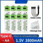 2025NEW Lithium-Ion Battery Type-C Rechargeable High-Capacity Battery AA&AAA Battery For remote control, mouse, electric toys Pi-Mart