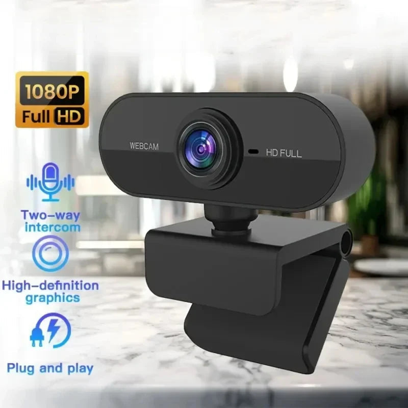 Webcam 1080P Web Cam for Pc Drive-free USB Rotatable Camera with Microphone for Desktop Computer for Video Calling Conference Pi-Mart