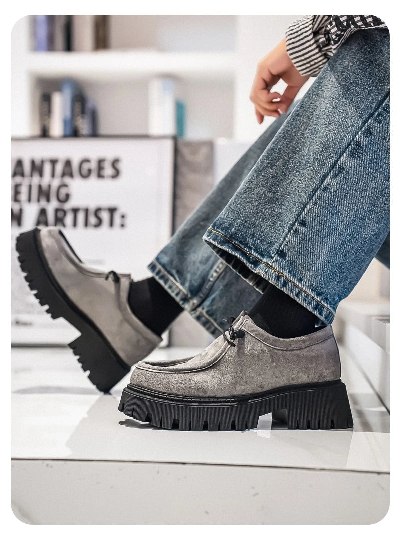 Men's Shoes 2025 Autumn New Style High-heel Thick-soled Loafers, Durable and Retro Casual Shoes, Everyday Street Trend Sneakers NovaCart
