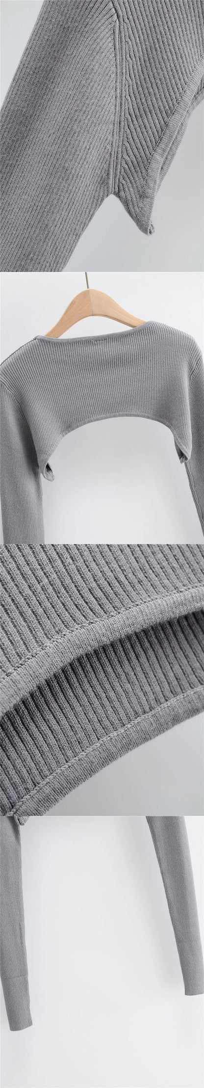 T-shirts Women Long Sleeve Crop Top Spring Autumn Y2k Aesthetic Clothes O-neck Black White Sexy Harajuku Knitted Tshirt 2023 NovaCart