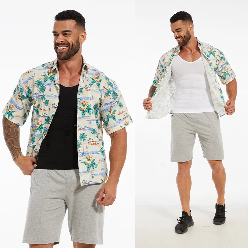 Men's Body Shaper Slimming Shirt Tummy Control Vest Compression Base Layer Slim Muscle Short Sleeve Shapewear NovaCart