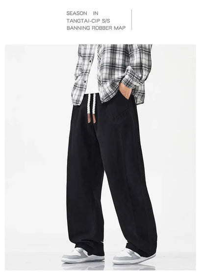 HIQOR High Quality 100% Cotton Work Pants Men Casual Straight Trousers Y2K Man Plus Size Cargo Pants Fashion Solid Workout Pants NovaCart