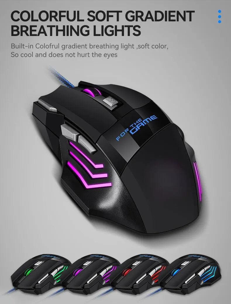 1 PC New Hyperspeed USB Gaming Mouse RGB Backlit Ergonomic Game Mice 7D Esports Wired Mouse for Laptop PC Gamer Pi-Mart