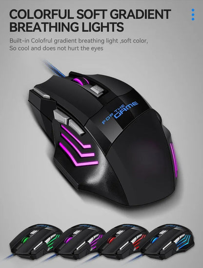 1 PC New Hyperspeed USB Gaming Mouse RGB Backlit Ergonomic Game Mice 7D Esports Wired Mouse for Laptop PC Gamer Pi-Mart
