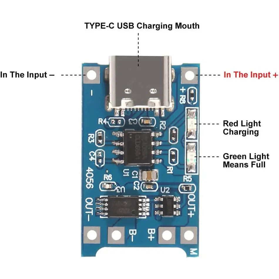 10pcs 5V 1A 18650 Lithium Battery Charging Board TP4056 Lithium Charging Mini/Micro USB Type C Charge Module With Protect Pi-Mart