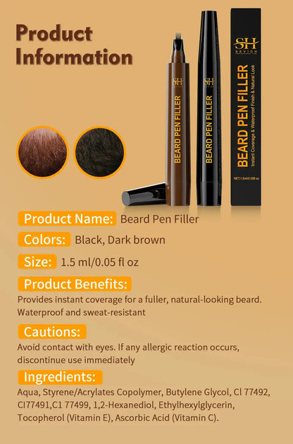 Waterproof Beard Pen Filler Men Moustache Coloring Pen Beard Coloring Filling Enhancer Black Fiber Hair Beard Stuffing Pen Tool NovaCart