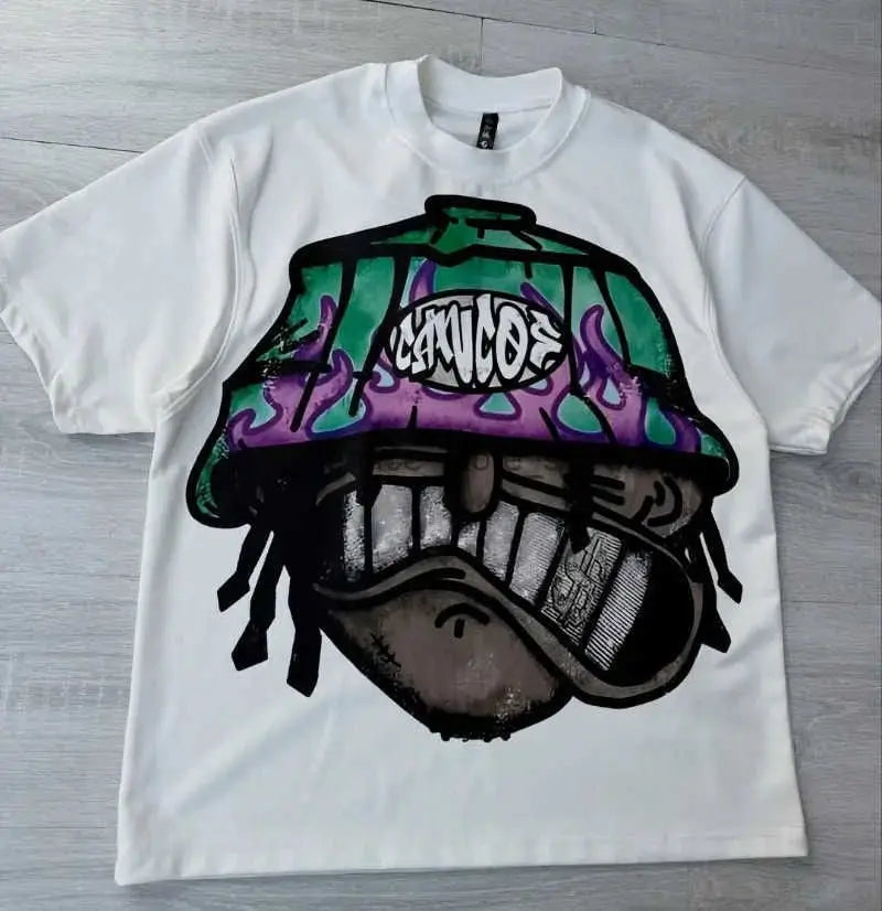 Y2k Harajuku Streetwear Men and Women Short Sleeved Fashion New Cartoon Print Design Shirt Retro Hip Hop Trend Oversized T-Shirt NovaCart