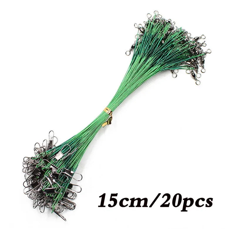 Anti Bite Steel Fishing Line Steel Wire Leader With Swivel Fishing Accessory Lead Core Leash Fishing Wire 15cm 20cm  30cm Pi-Mart