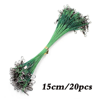 Anti Bite Steel Fishing Line Steel Wire Leader With Swivel Fishing Accessory Lead Core Leash Fishing Wire 15cm 20cm  30cm Pi-Mart