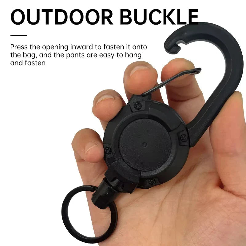 Outdoor Retractable Key Chain Mountaineering Buckle Key Chain Anti-loss Anti-theft High Rebound Easy To Pull Pi-Mart