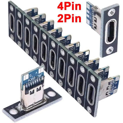 1-20Pcs USB Jack 3.1 Type-C 2Pin 4Pin Female Connector Jack Data Charging Port Small Electrical Charging Base with Fixing Plate Pi-Mart