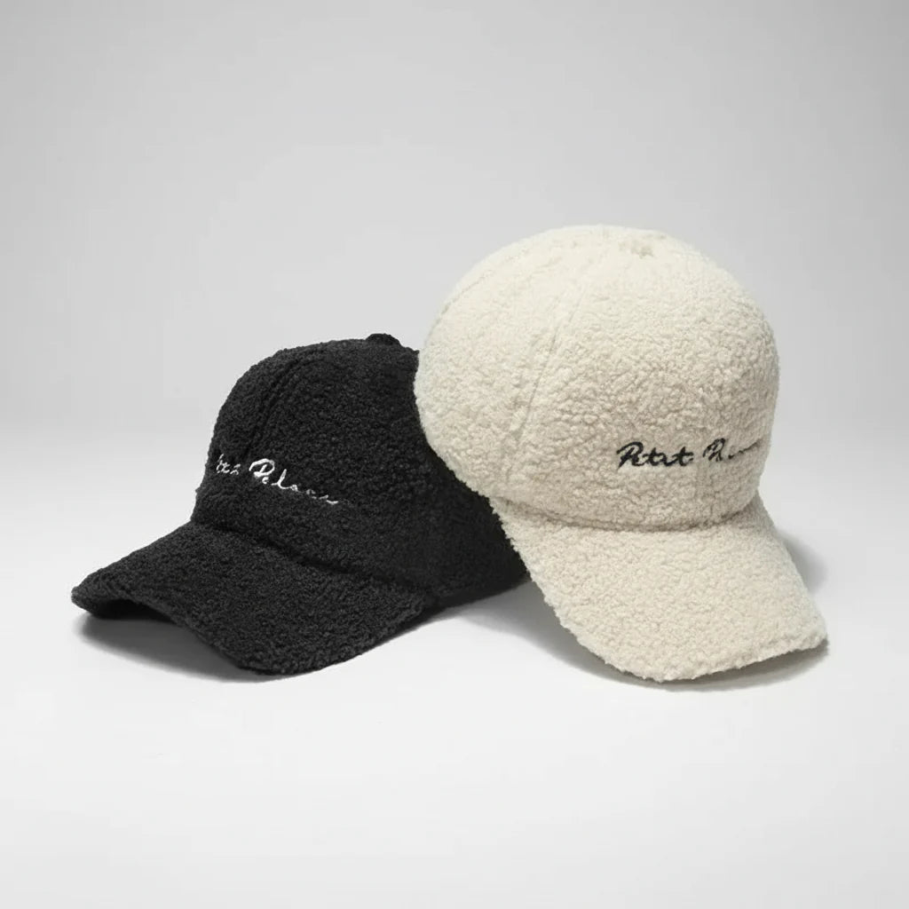 Lamb Wool Baseball Cap — Korean Style Plush Winter Sun Hat for Women FitiqueFit
