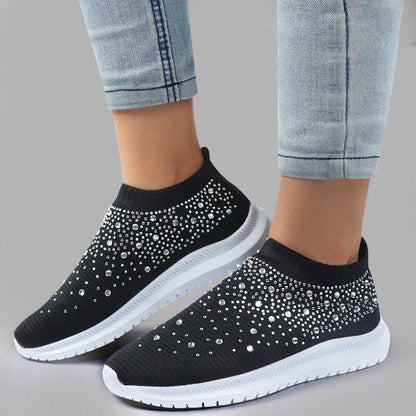 2024 New Crystal Breathable Mesh Sneaker Shoes for Women Comfortable Soft Bottom Flats Plus Size 43 Non Slip Casual Shoes Woman NovaCart