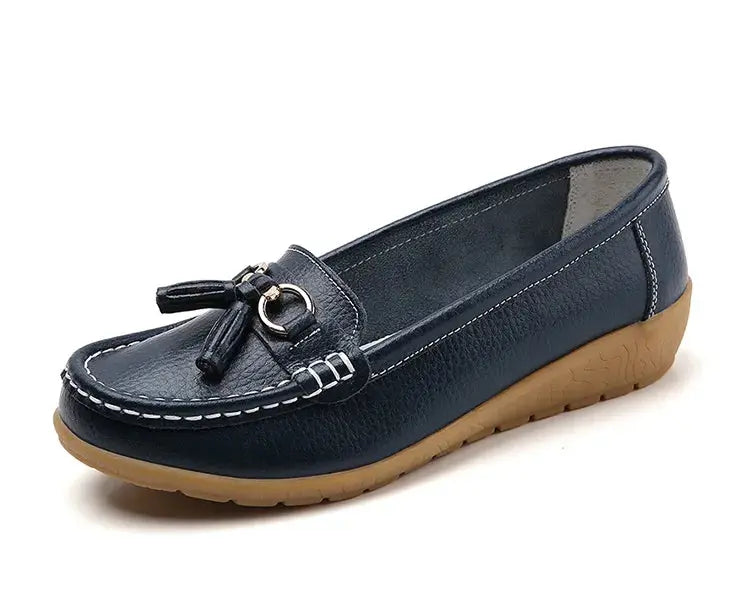 Women's Loafers White Shoes For Woman Genuine Leather Flats And Loafers Slip On Comfortable Woman Shoes Leather Women Moccasins NovaCart
