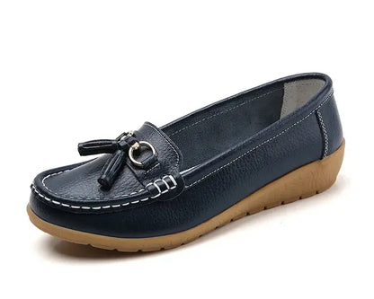 Women's Loafers White Shoes For Woman Genuine Leather Flats And Loafers Slip On Comfortable Woman Shoes Leather Women Moccasins NovaCart
