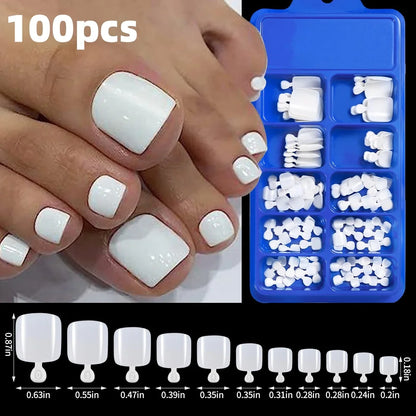 120pcs/Box French Tip Press-On Toenails Pink Color System Square Shape Foot Nails Short Length Glossy Finish False Toe Nails Set NovaCart