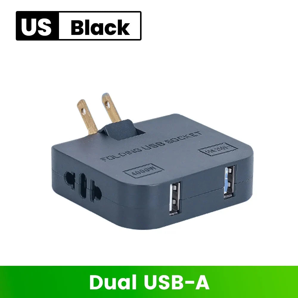 180° Rotatable Travel EU Extension Socket 3-in-1 Universal Power Converter European Standard Wireless Outlet Adapter 250V 2500W Pi-Mart