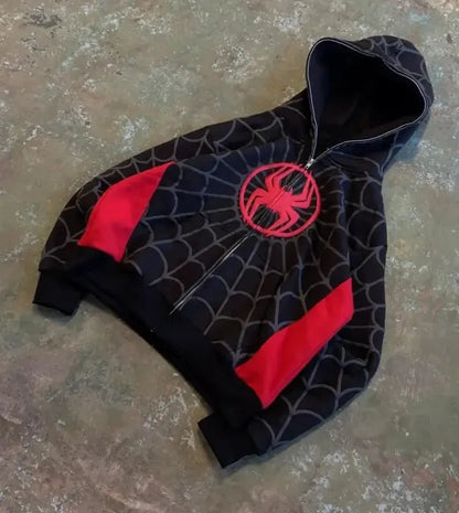 Y2k Retro Gothic America Spider Foaming 3d Print Hoodies Fashion Oversized Loose Full Zipper Hoodie Men Jacket Street Sweatshirt NovaCart