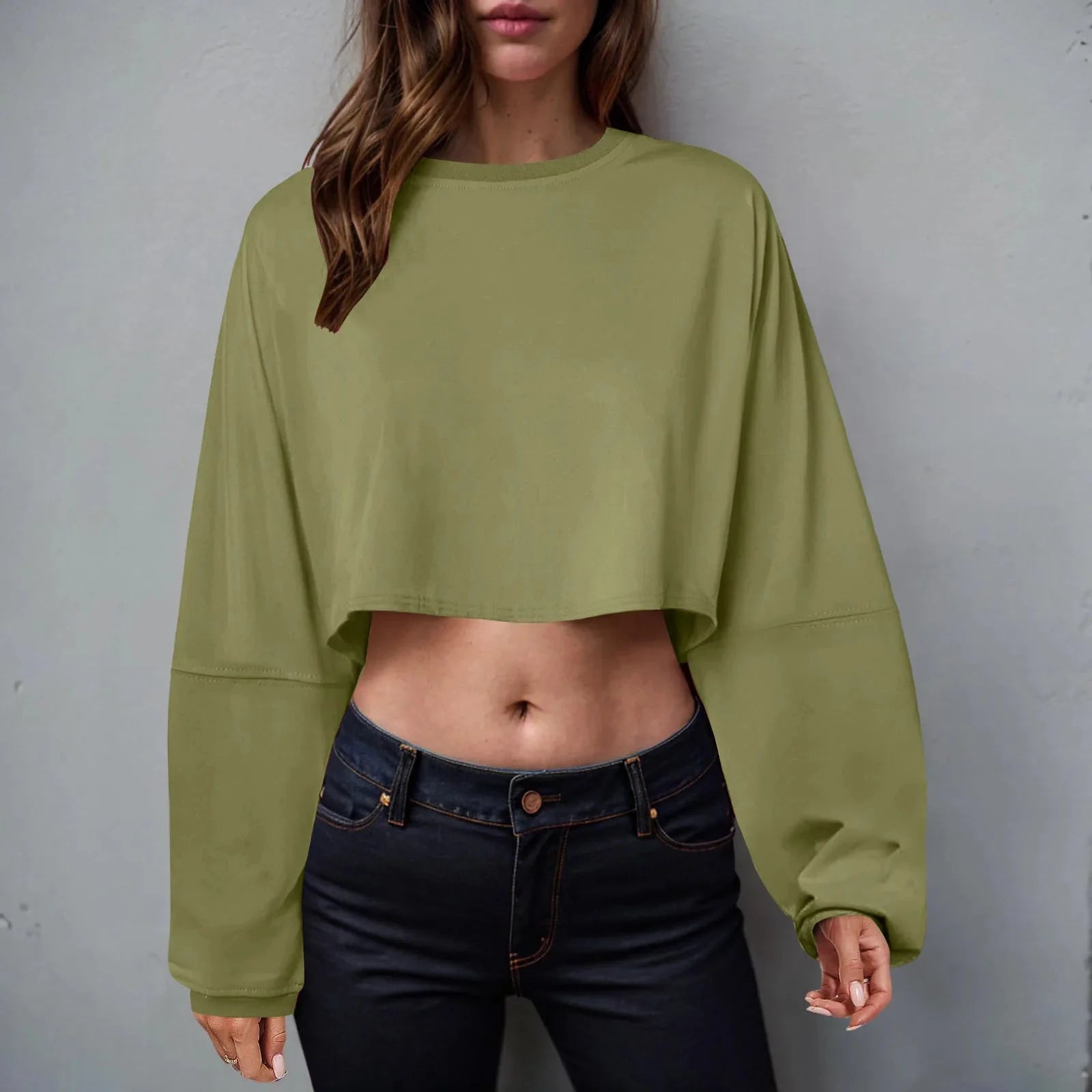 🧘‍♀️ Women’s Long Sleeve Loose-Fit Crop Top FitiqueFit