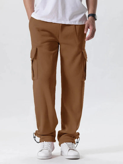 Mens Sweatpants Straight Fit Joggers for Sports and Streetwear Loose Oversized Drawstring Long Pants Men Multi-pocket Pants NovaCart