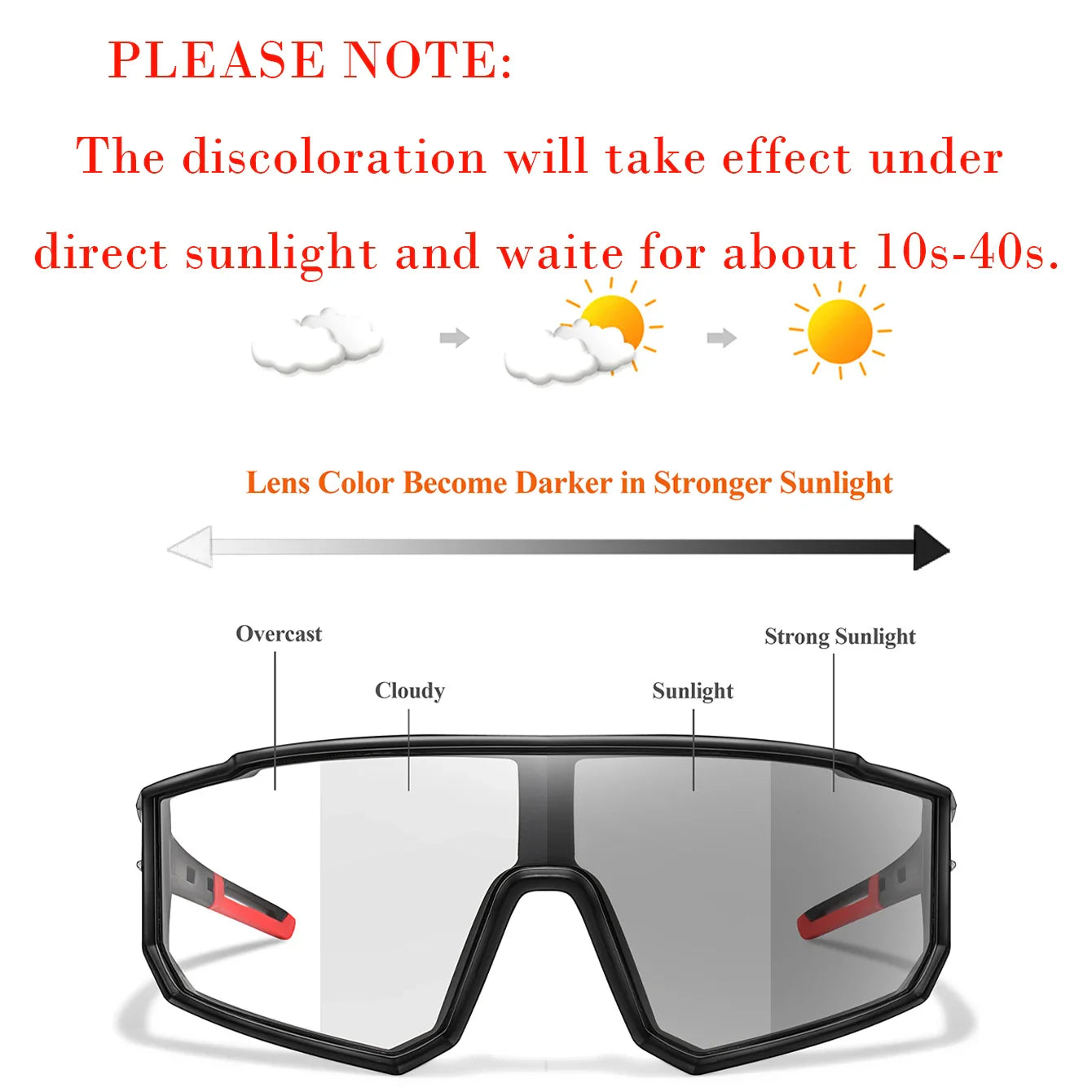 Fashion Brand Men Women Bicycle Photochromic Eyewear MTB Bike Fishing Running Cycling Sports Sunlasses Comfortable Goggles Pi-Mart