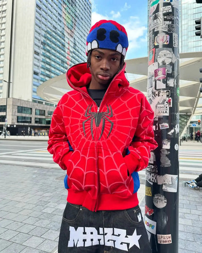 Y2k Retro Gothic America Spider Foaming 3d Print Hoodies Fashion Oversized Loose Full Zipper Hoodie Men Jacket Street Sweatshirt NovaCart