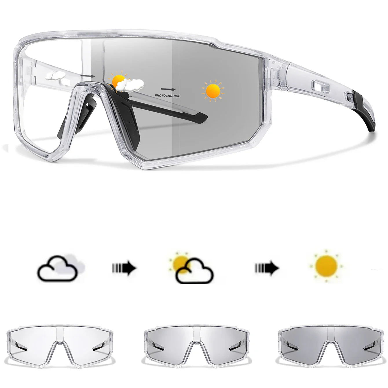 Fashion Brand Men Women Bicycle Photochromic Eyewear MTB Bike Fishing Running Cycling Sports Sunlasses Comfortable Goggles Pi-Mart