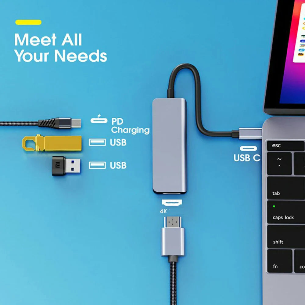 KEBIDUMEI 5 in 1 USB C Docking Station Type-C To HDMI-Compatibility HUB Multi port Splitter PD Charging USB Adapter For Laptop Pi-Mart
