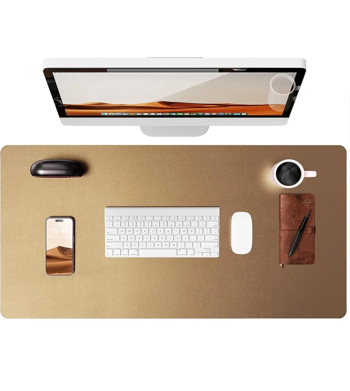 Large Mouse Pad,Office Desk Mat, Leather Desk Pad Protector, Non-Slip PU Leather Desk Blotter, Laptop Desk Pad Pi-Mart