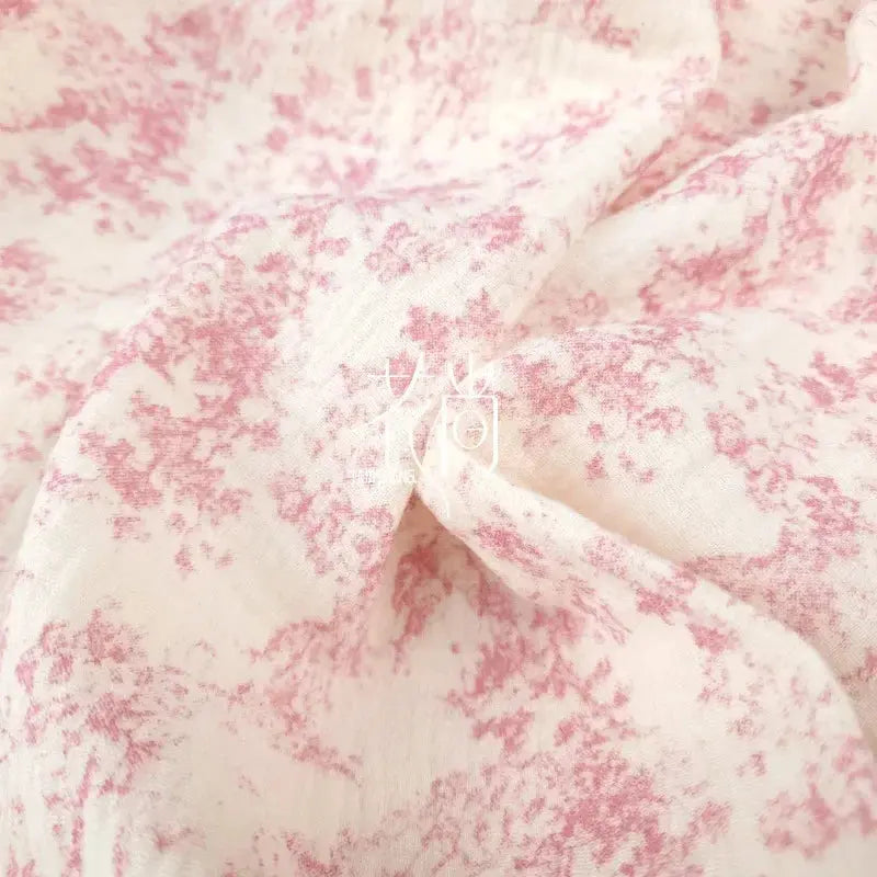 Pure Cotton Blue Floral Printing Double-layer Gauze Crepe Fabric For Home Clothes Pajamas Blankets Handmade DIY Fabric 0.5/1/2m NovaCart