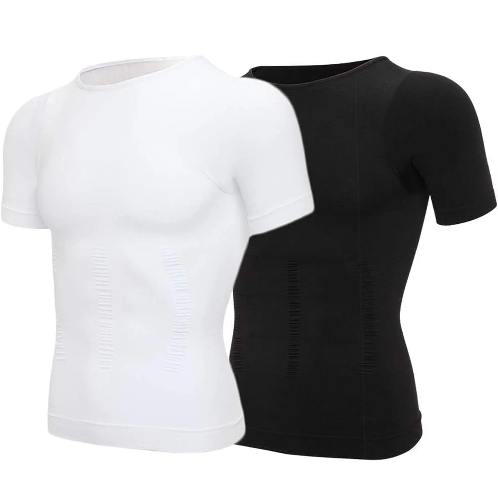 2PCS Men's Body Shaper Slimming Vest T-Shirt Elastic Slim Shapewear Compression Undershirts Tummy Control Waist Trainer Tank Top NovaCart