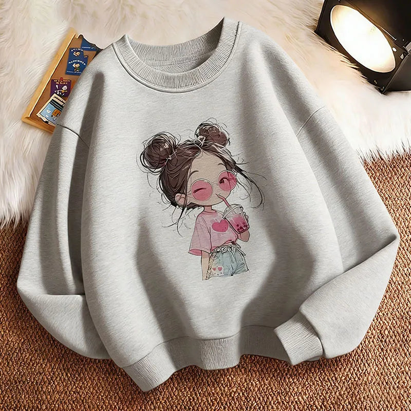 Hoodie Hip Hop Retro Girl Drink Juice Design Children's Sweatshirt Cute Hoody Girls Autumn Spring Casual Hoodies Pullover NovaCart
