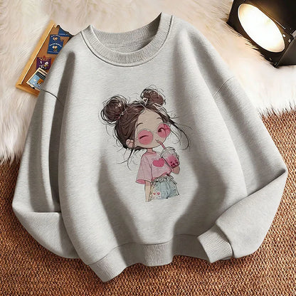 Hoodie Hip Hop Retro Girl Drink Juice Design Children's Sweatshirt Cute Hoody Girls Autumn Spring Casual Hoodies Pullover NovaCart