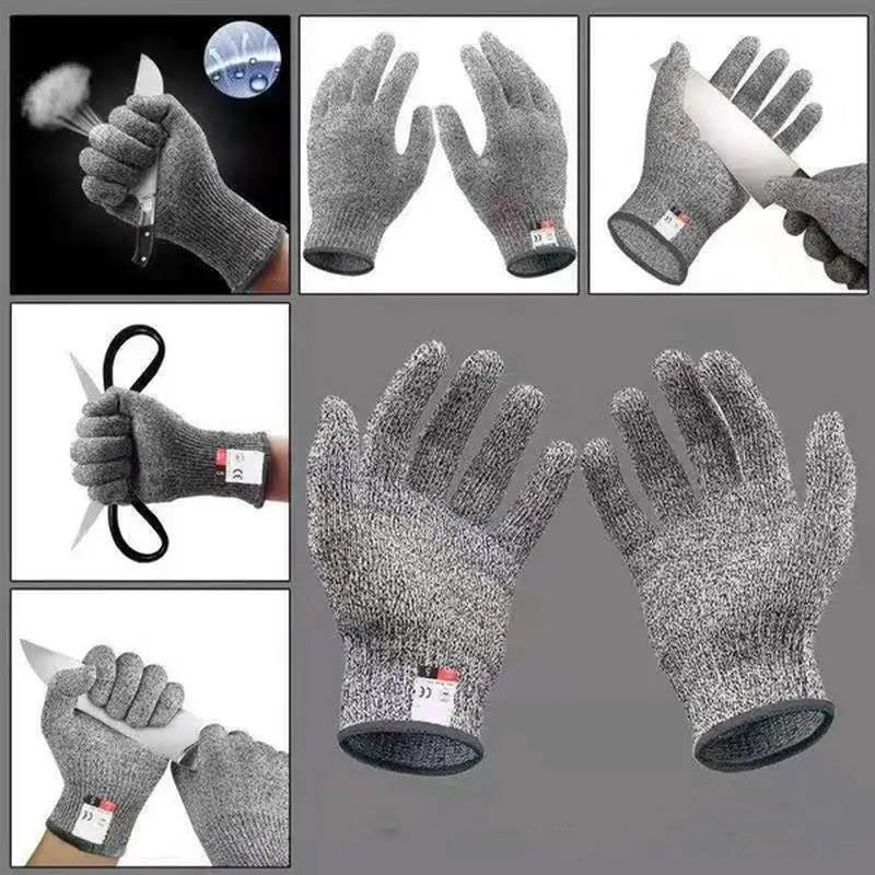 HPPE Level 5 Safety Cut-Resistant Gloves Anti Cut Proof Grey Anti-Cut Level Work Garden Butcher Gardening Handguard Kitchen Tool Pi-Mart